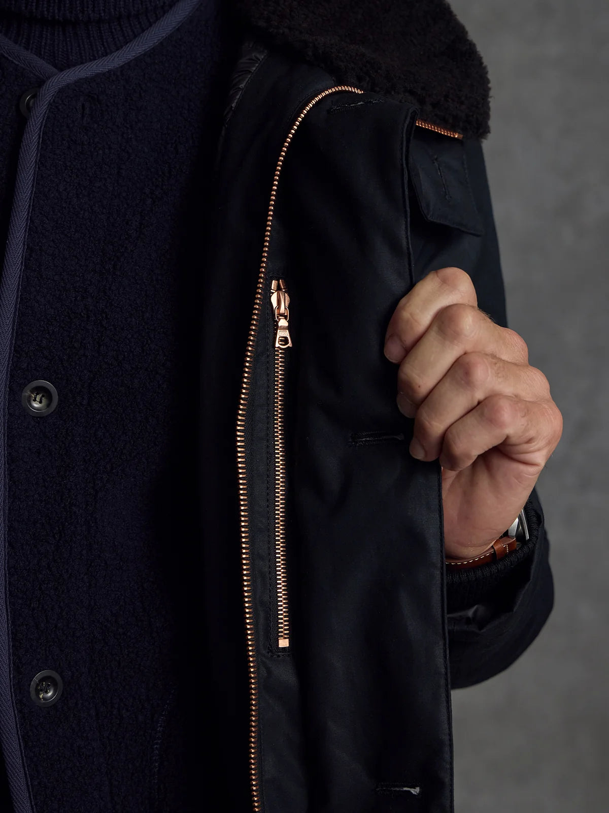 Black Shadow Parka by Private White V.C., a stylish men's clothing coat with a modern design and functional features.