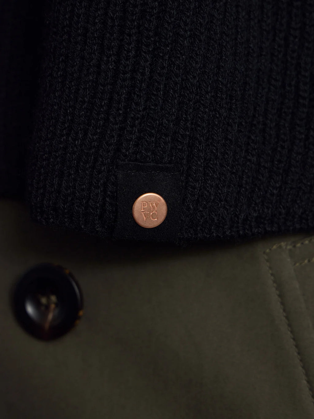 Black Commando Cashmere Scarf by Private White V.C., featuring ribbed knit texture and soft, luxurious cashmere fabric.
