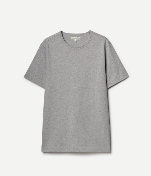 Gray Melange 2M15 T-Shirt by Merz b Schwanen, casual clothing with a soft knit fabric and classic fit.