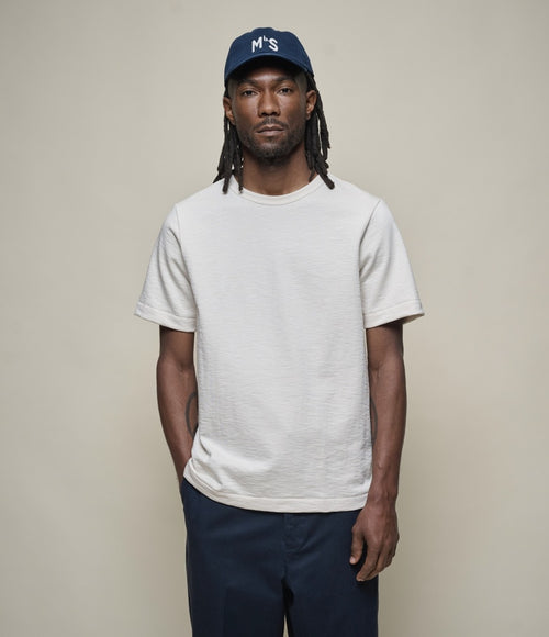Merz b Schwanen 2S14 Heavy Slub T-Shirt in natural fabric, featuring a casual fit and textured slub cotton material.