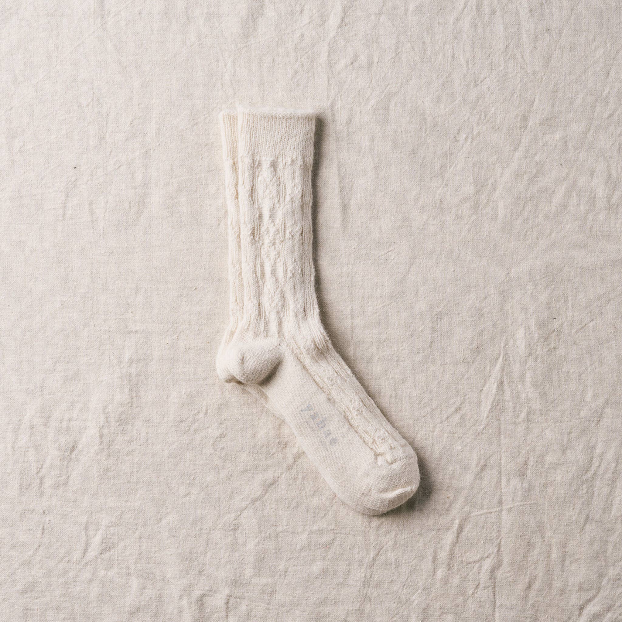 Alpaca Cable Pattern Socks - Natural
