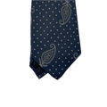 Silk Tipped Tie - Navy, Beige dots - Old House Provisions