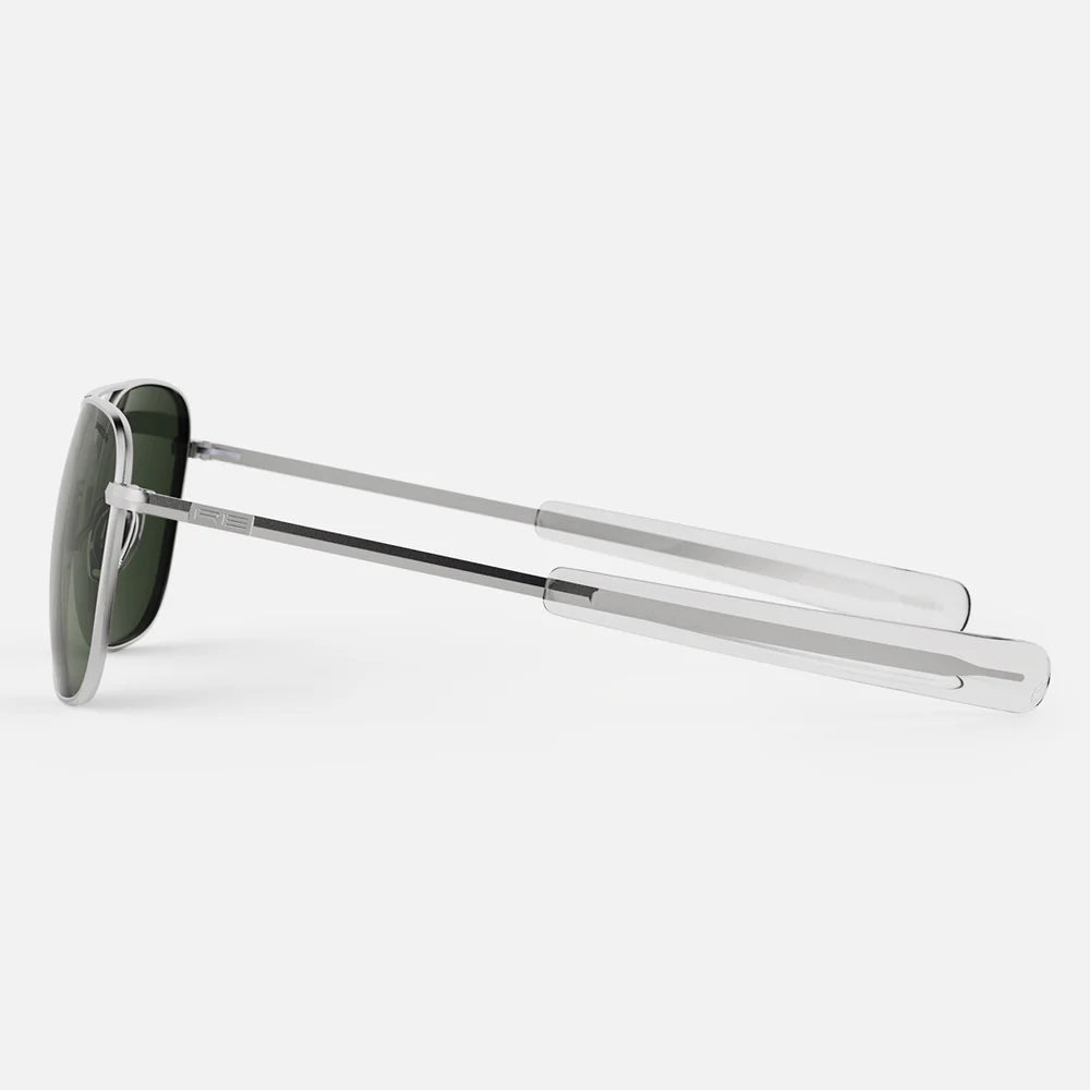 Matte chrome and AGX aviator accessories by Randolph USA, featuring sleek metal design and detailed craftsmanship.