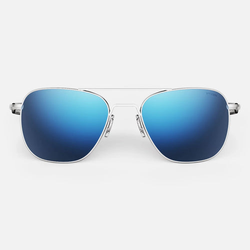Randolph USA Aviator accessories with matte chrome finish and Atlantic blue accents, featuring sleek design and durable construction.