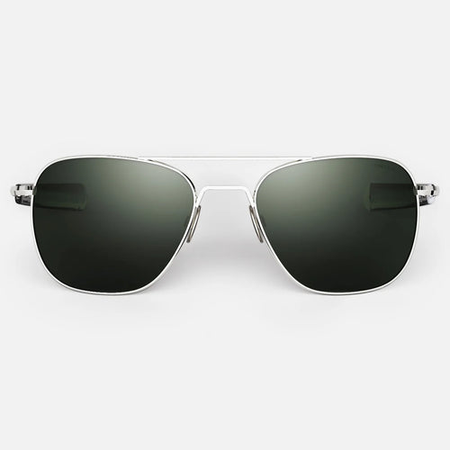 Randolph USA Aviator accessory in 23K white gold with AGX glass, featuring a sleek, polished metal design and elegant craftsmanship.