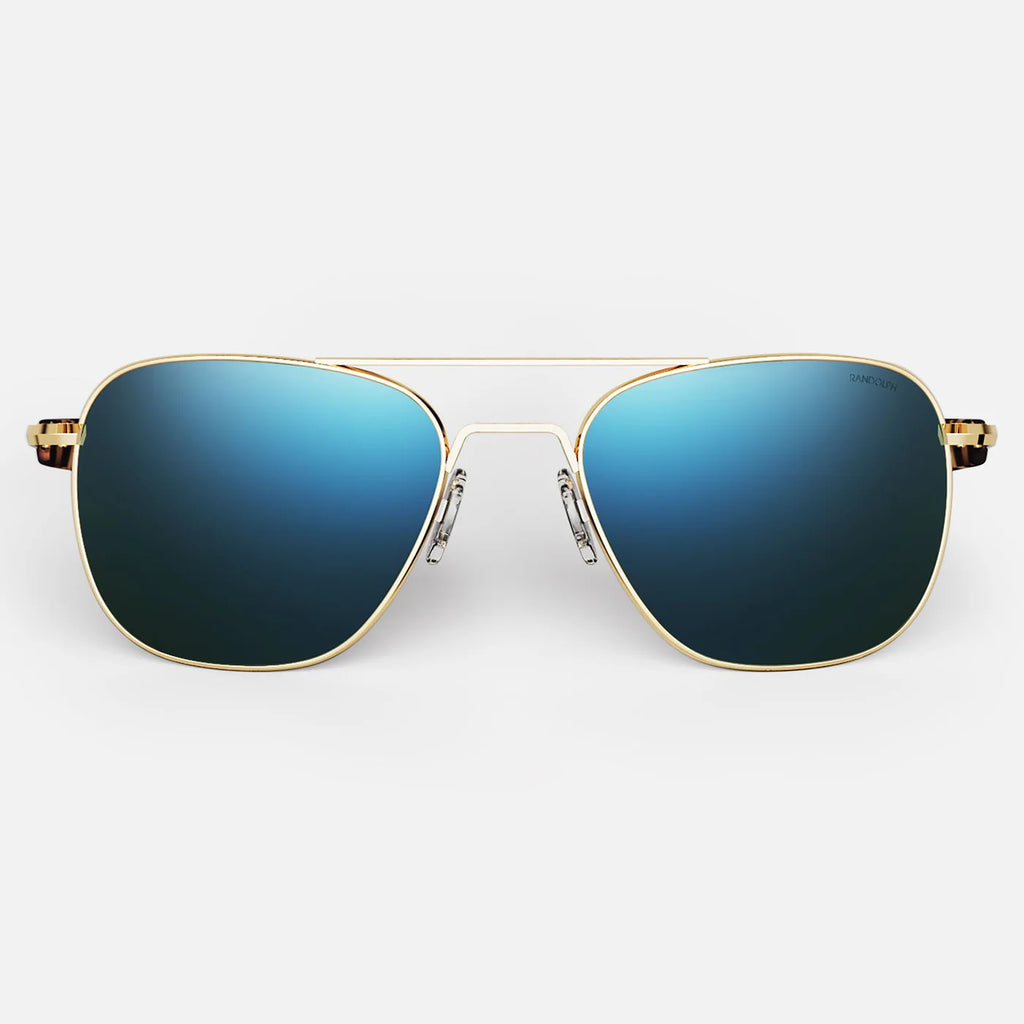 Randolph USA Aviator accessories with 23K gold and cobalt finish, featuring sleek design and high-quality craftsmanship.