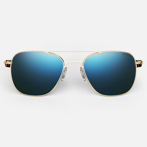 Randolph USA Aviator accessories with 23K gold and cobalt finish, featuring sleek design and high-quality craftsmanship.