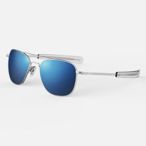 Randolph USA aviator accessories with matte chrome finish and Atlantic blue accents, featuring sleek design and high-quality craftsmanship.