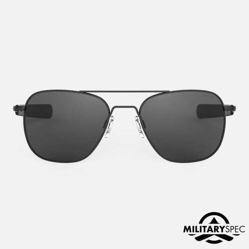 Matte black aviator sunglasses from Randolph USA Military Special Edition, durable accessories with sleek design.