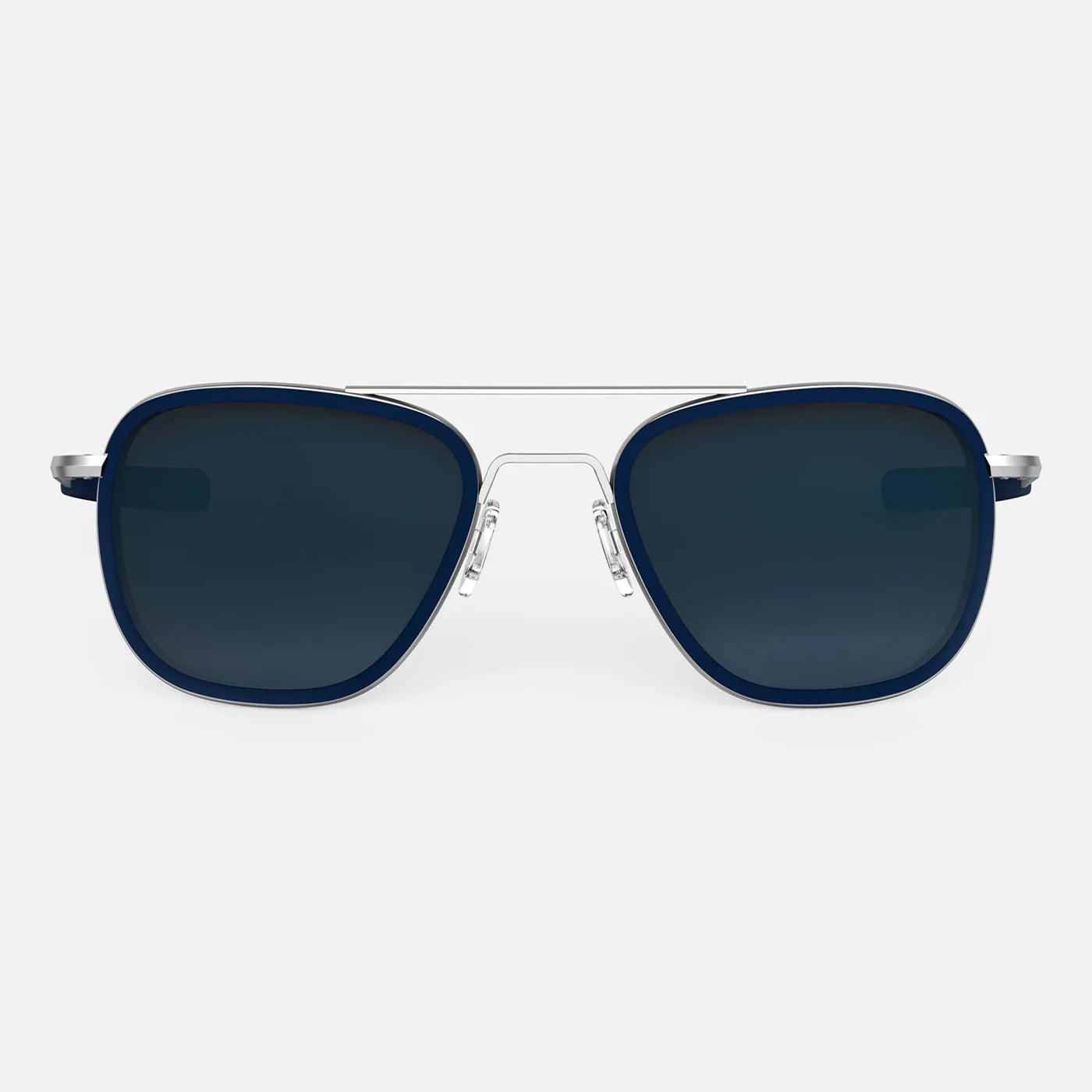 Aviator Fusion - Matte Chrome & Blue Sapphire Inlay & Slate Polarized Gradient Nylon Lens