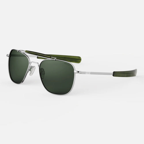 Randolph USA Aviator II accessories with bright chrome finish and AGX detailing, featuring sleek, reflective metallic accents.