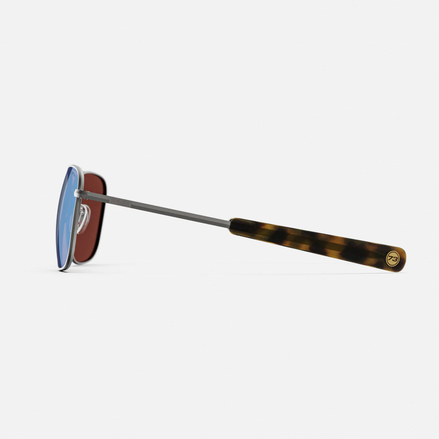 Satin gunmetal and Le Mans blue aviator accessories by Randolph USA, featuring sleek design and premium craftsmanship.