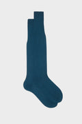 Blue Lorenzo 100% cotton flat knit socks by Bresciani, showcasing a smooth, comfortable fabric with a classic design.