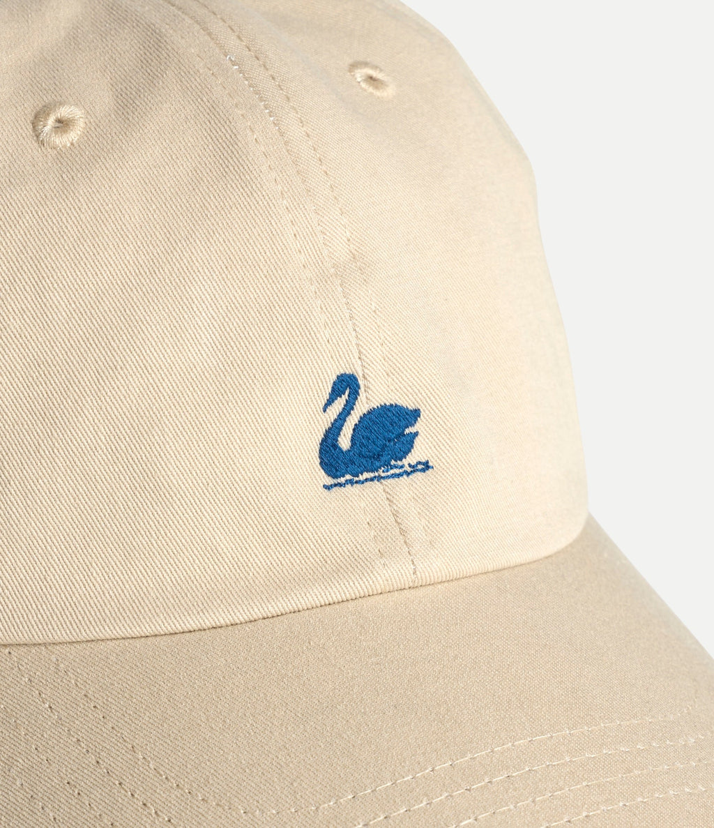 Khaki Swan Logo cotton twill cap by Merz b Schwanen with adjustable strap and embroidered logo on front.