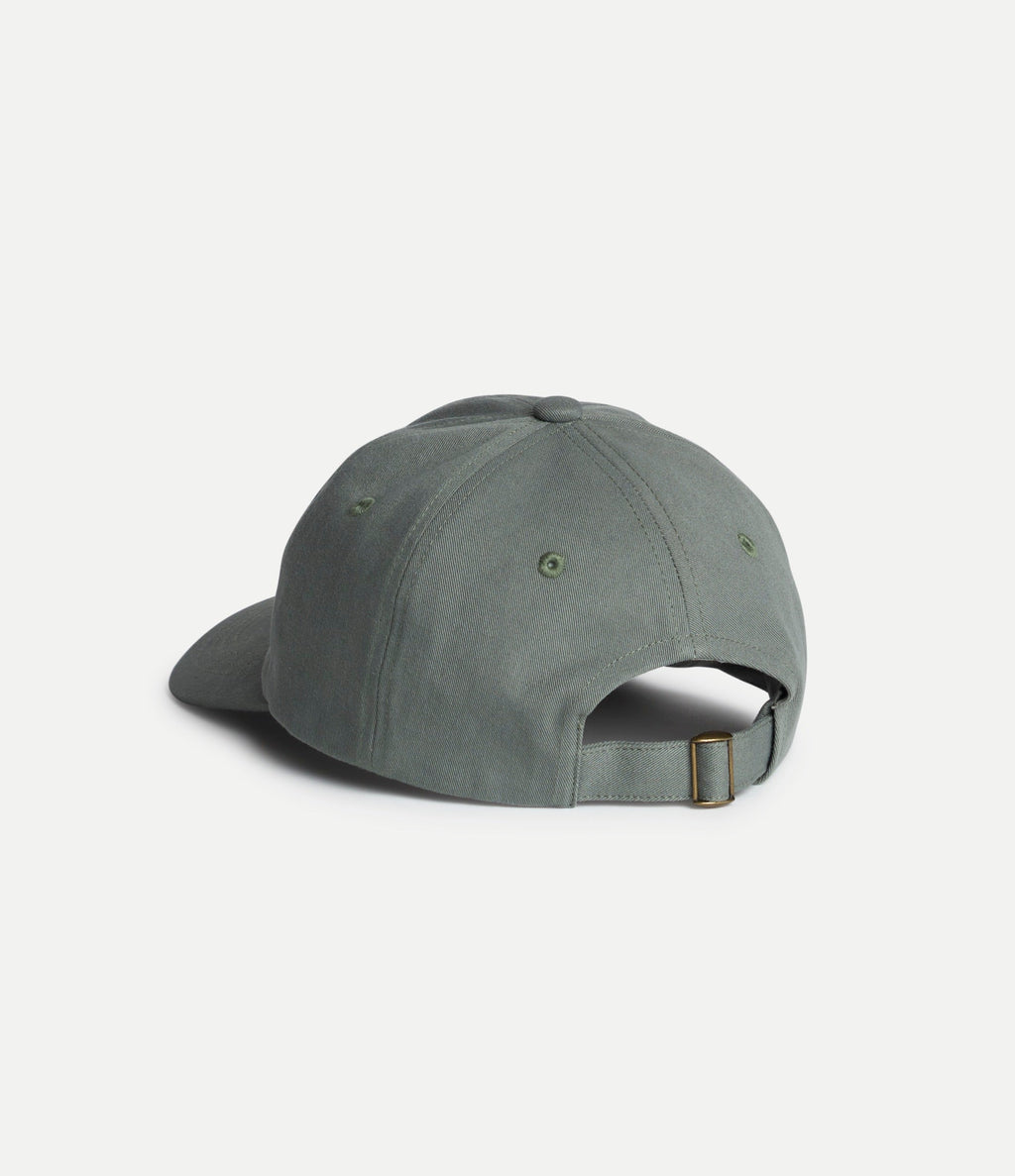 Light army cotton twill cap with Swan logo, stylish Merz b Schwanen accessories for casual wear.