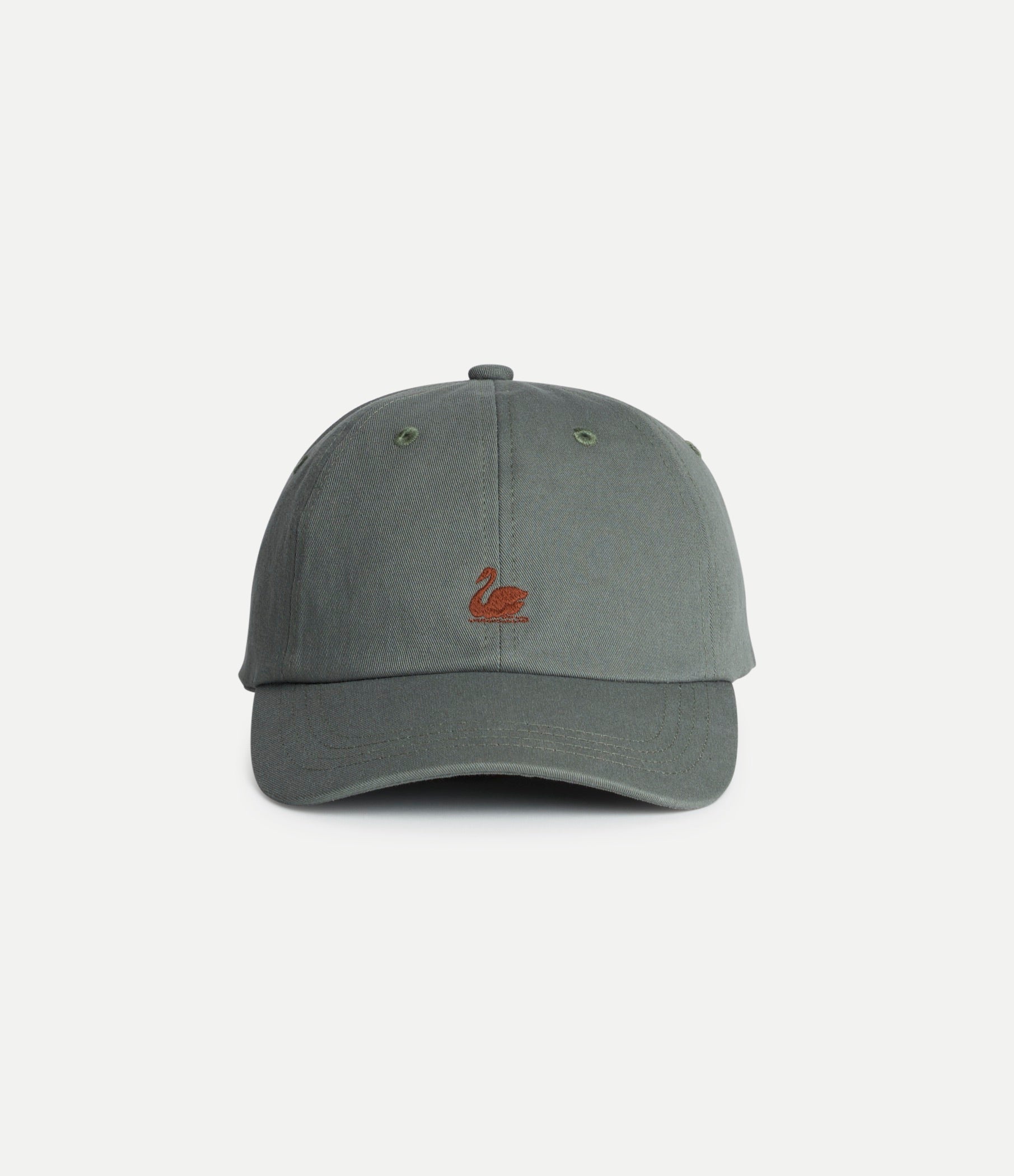 Light army cotton twill cap with Merz b Schwanen swan logo, casual accessories for everyday wear.