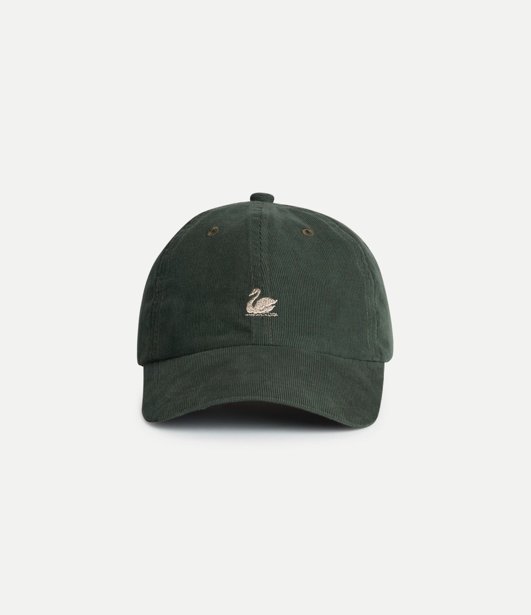 Forest green Merz b Schwanen Swan Logo Corduroy Cap, stylish accessories with a classic design and embroidered logo.