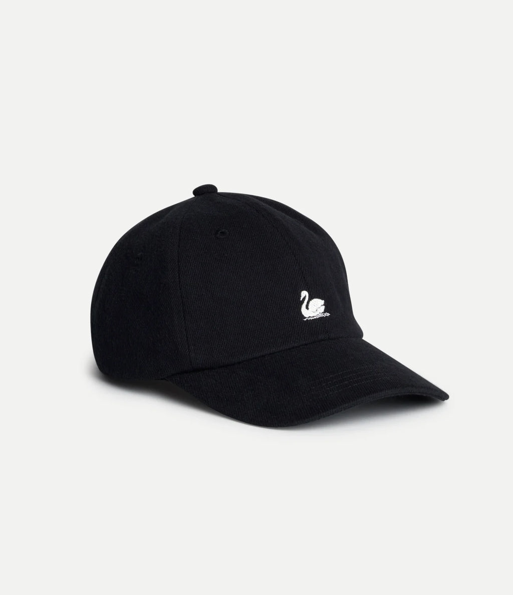 Swan Logo Heavy Cotton Twill Cap - Deep Black