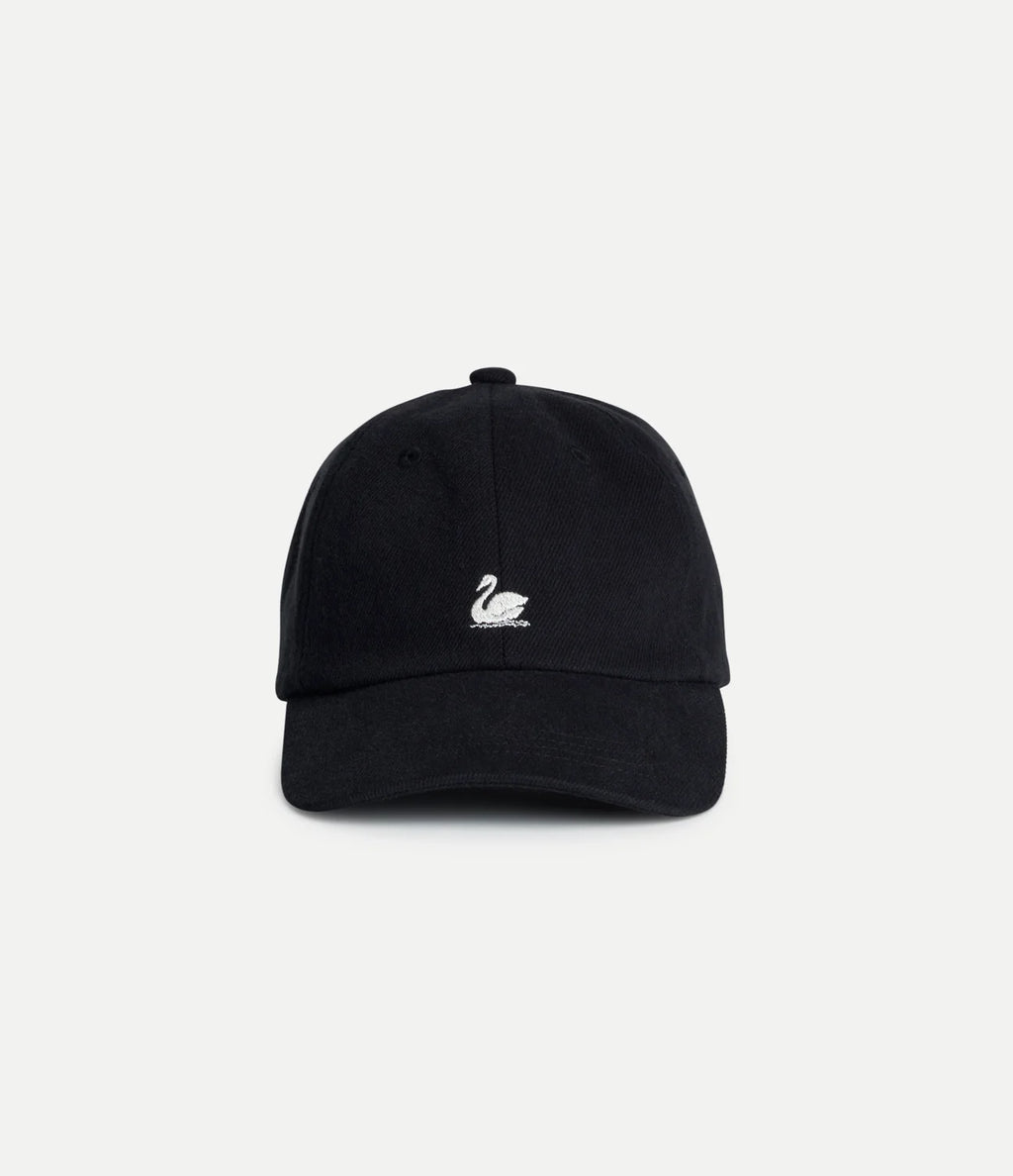 Swan Logo Heavy Cotton Twill Cap - Deep Black