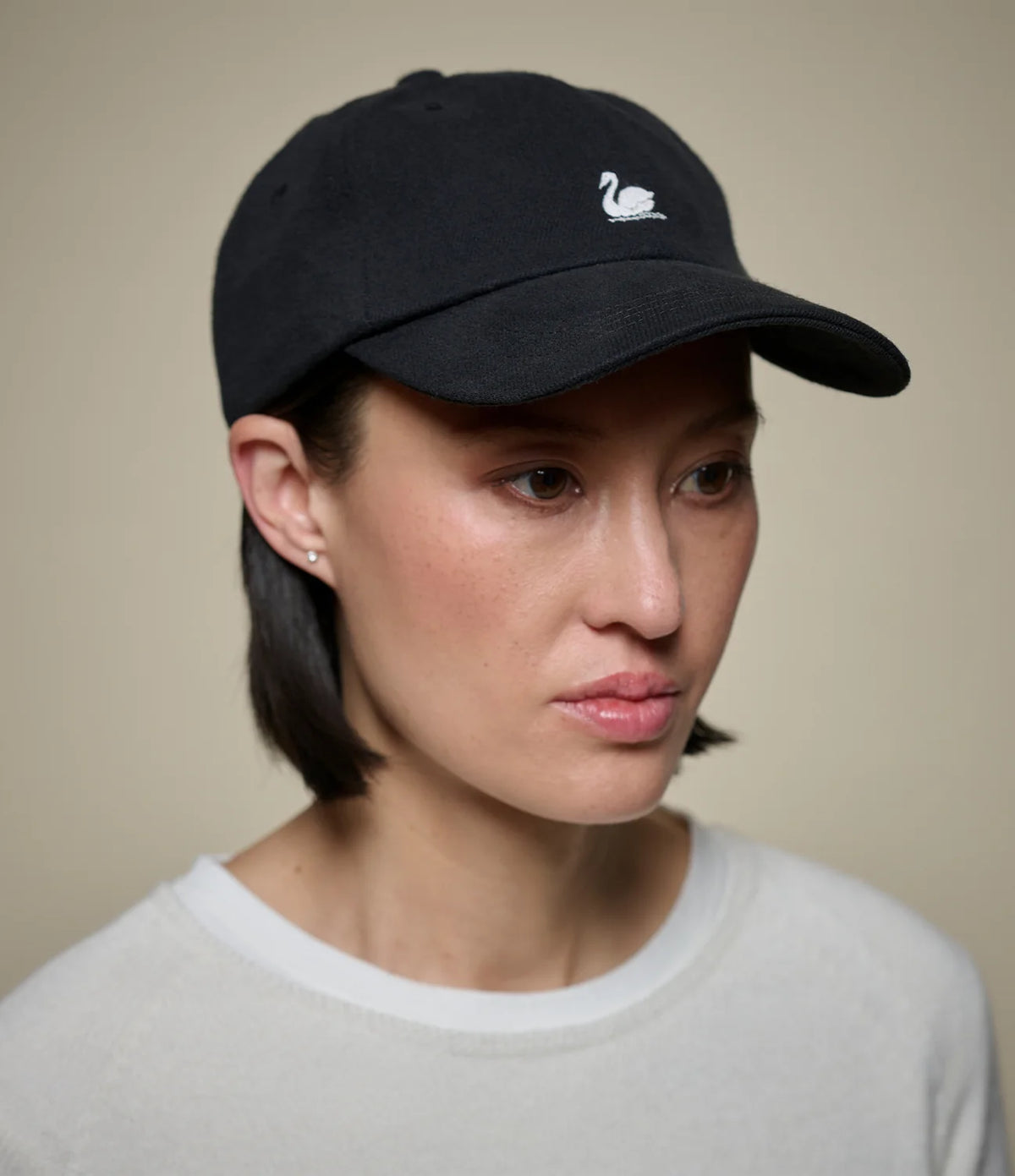Swan Logo Heavy Cotton Twill Cap - Deep Black