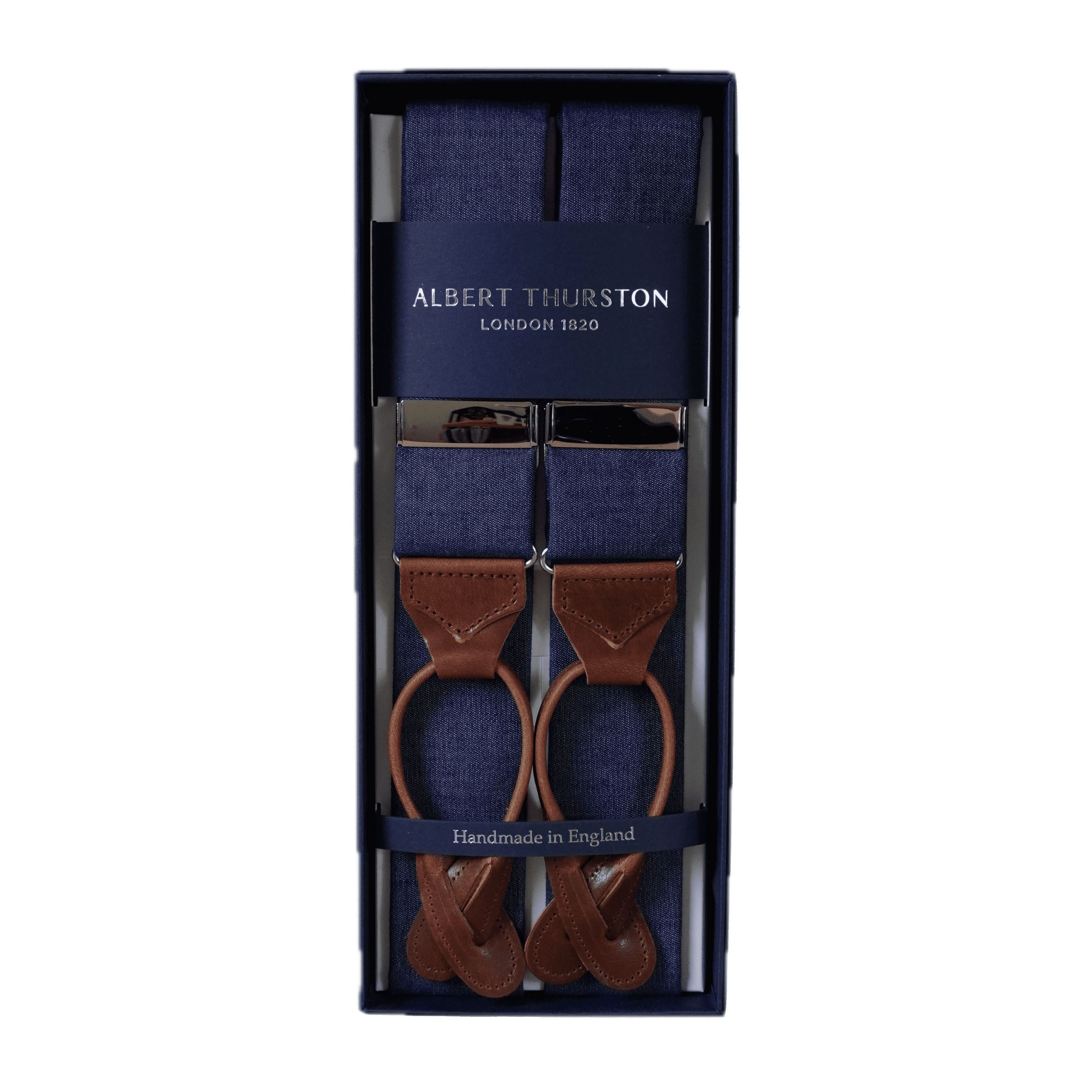 Braces - Chambray / Tan Pull Up Leather / Silver