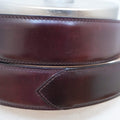 Close-up of Kreis Cordovan Belt in Color 8, 35mm width, showcasing smooth leather and polished finish.