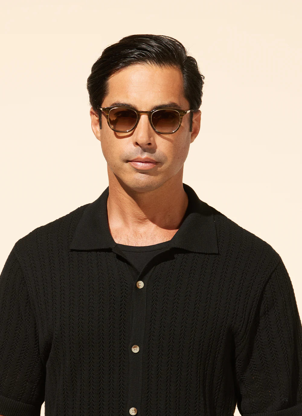 Garrett Leight Mr. Leight Cooper S sunglasses with truffle-gunmetal frames and blue opal lenses, stylish accessories for sun protection.