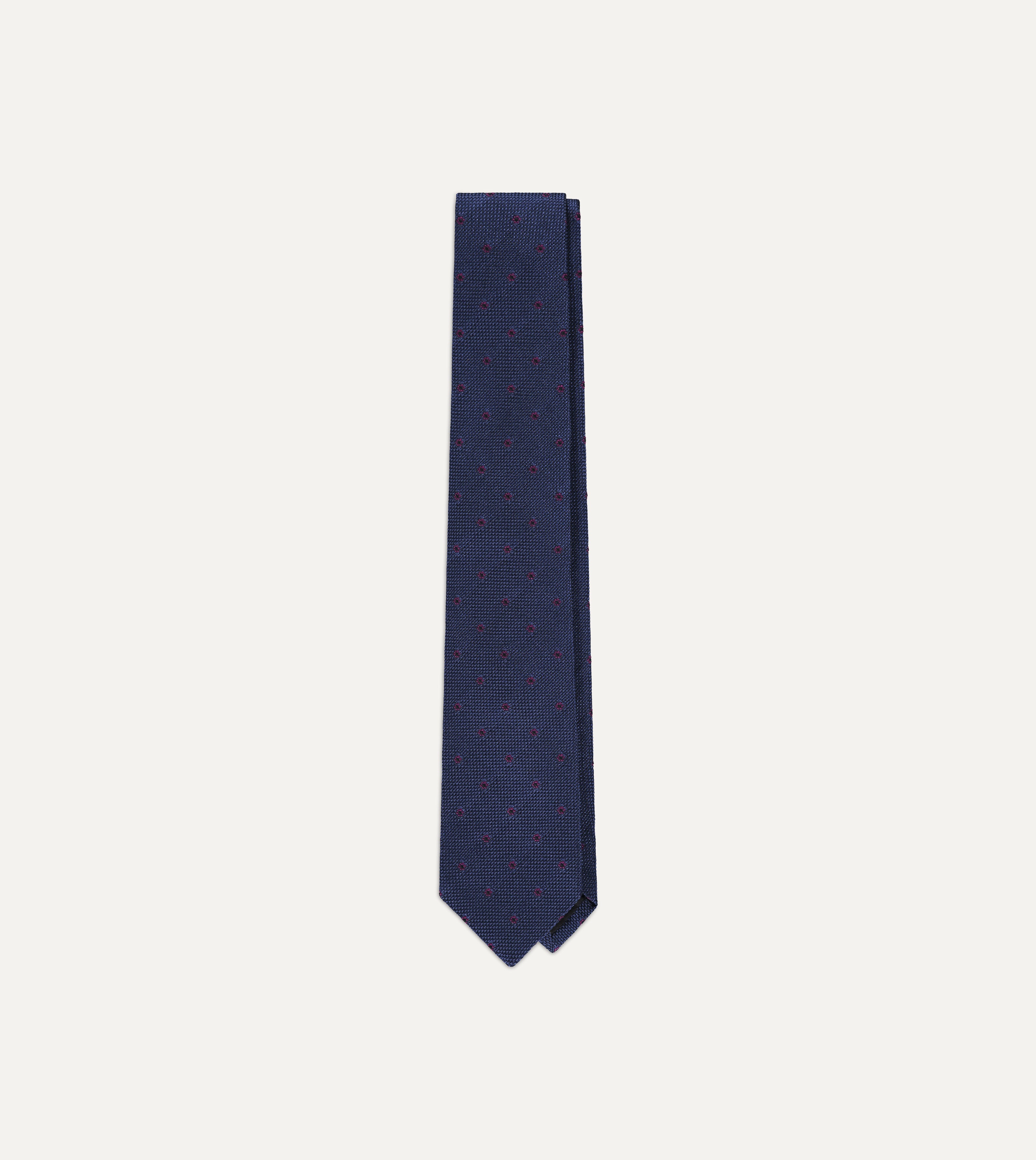 Flower Motif Silk Tie; Royal Blue & Red