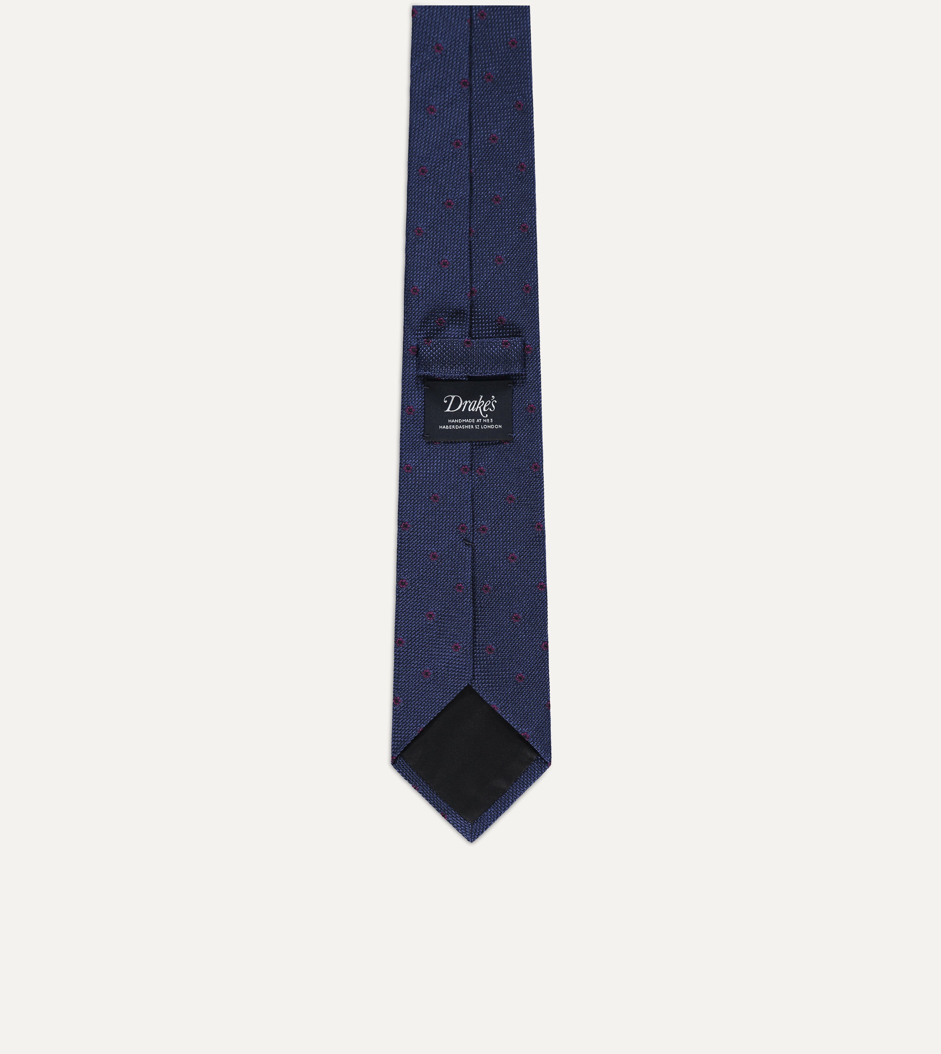 Flower Motif Silk Tie; Royal Blue & Red