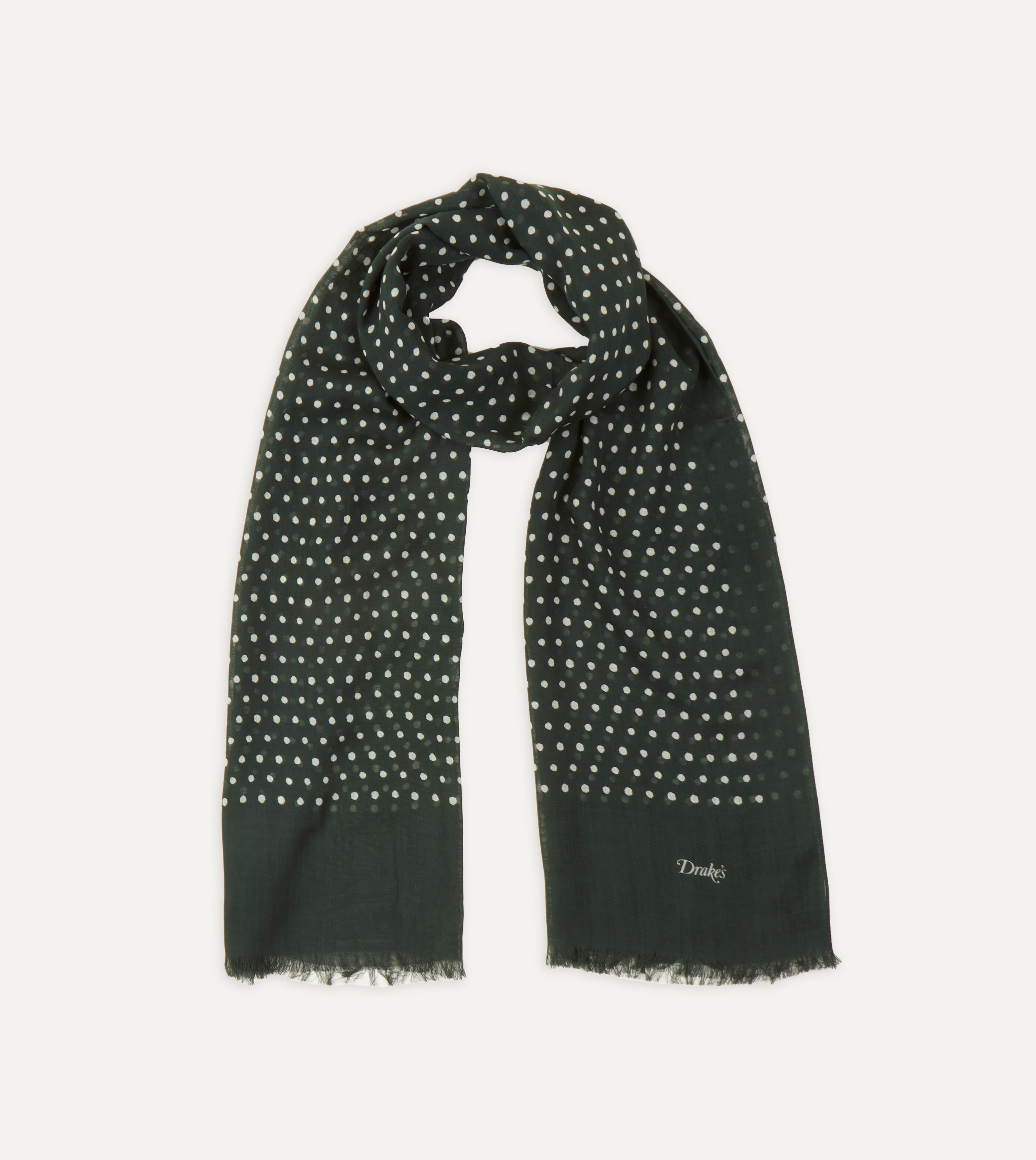 Drake's Polka Dot Wool Scarf; Green – Old House Provisions