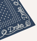 Rope Border Printed Silk Bandana - Navy