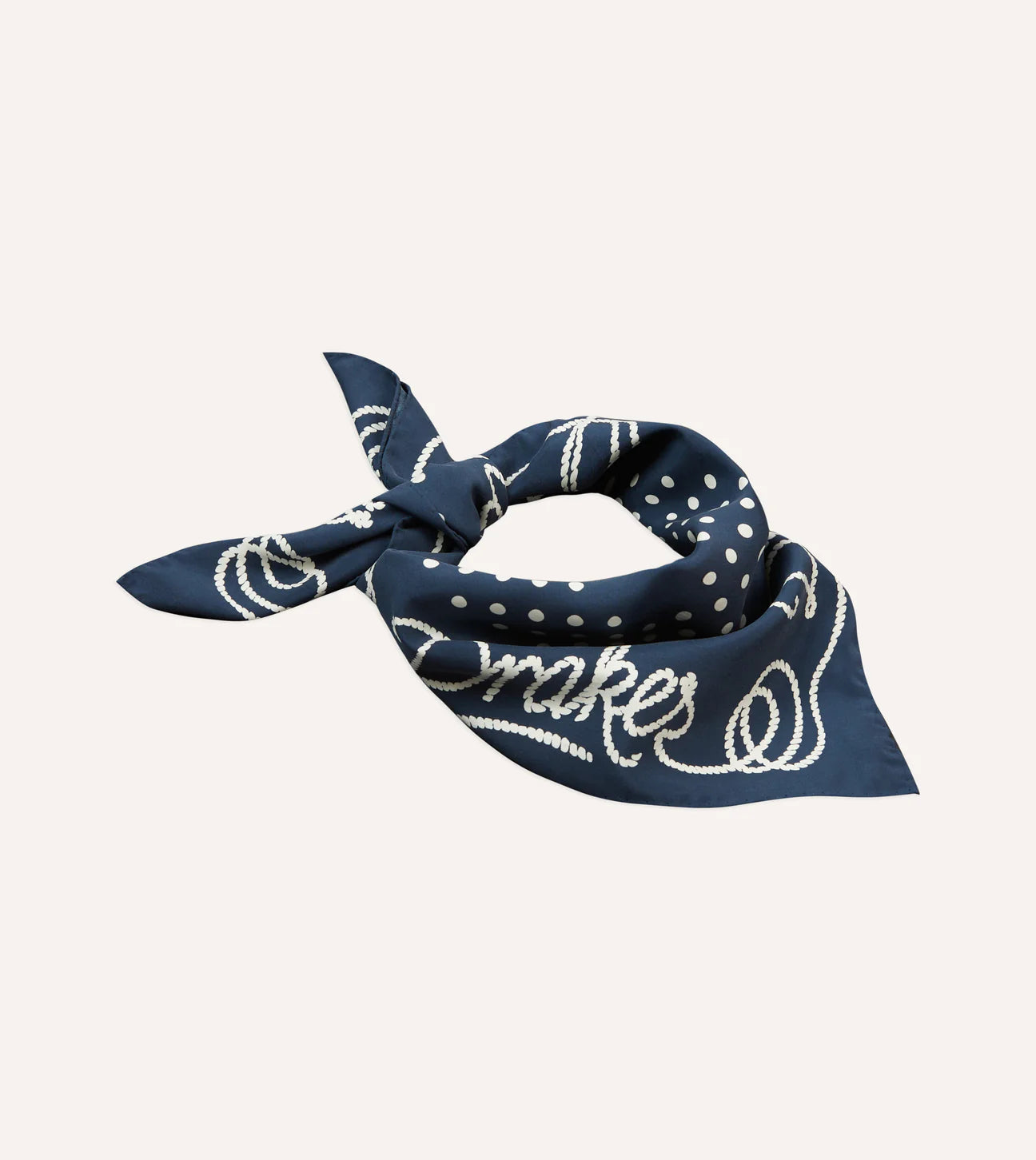 Rope Border Printed Silk Bandana - Navy