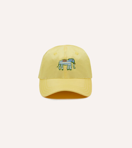Elephant Embroidered Baseball Cap - Lemon