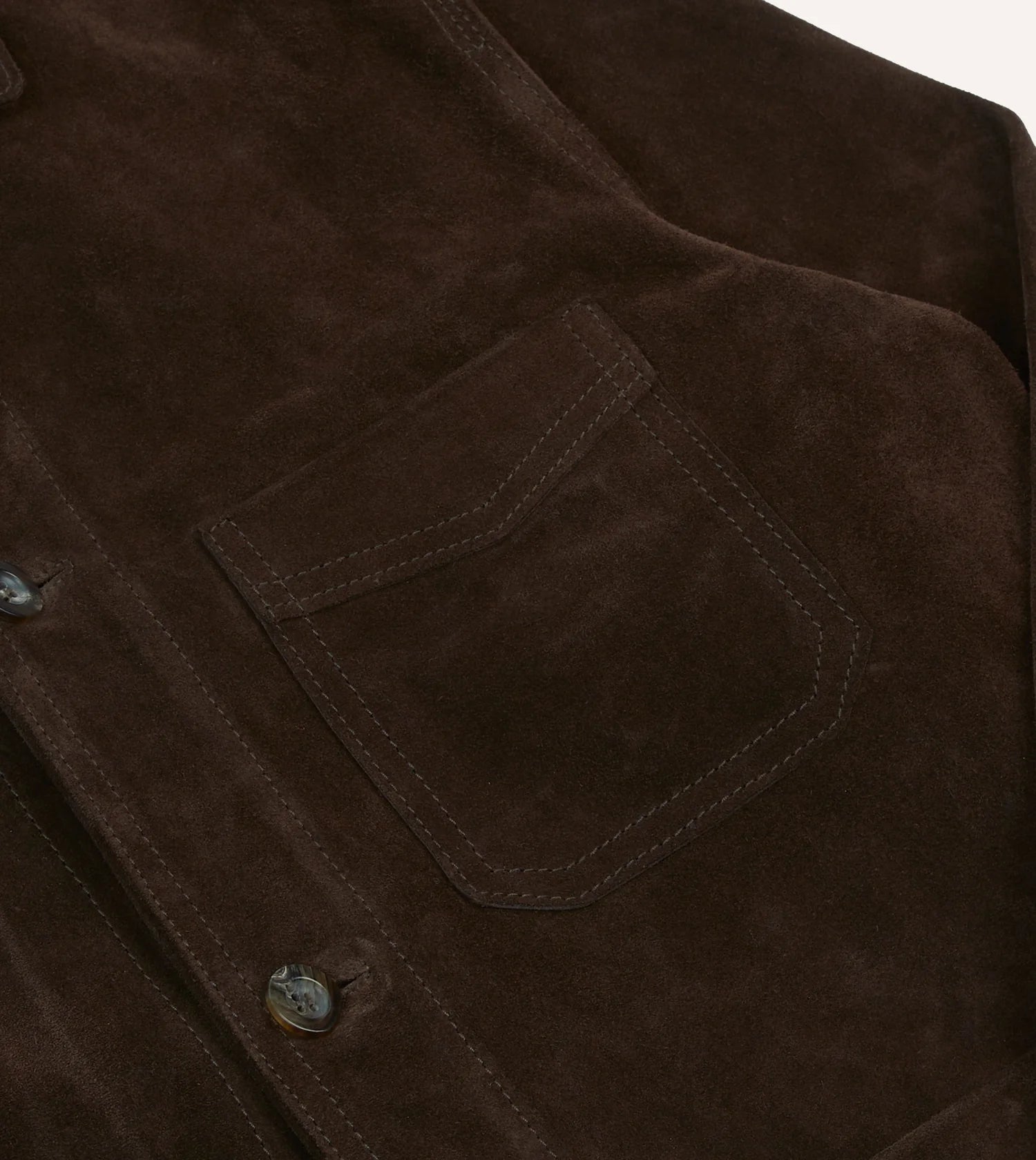 Heavy Suede 5-Pocket Chore Jacket - Chocolate Brown