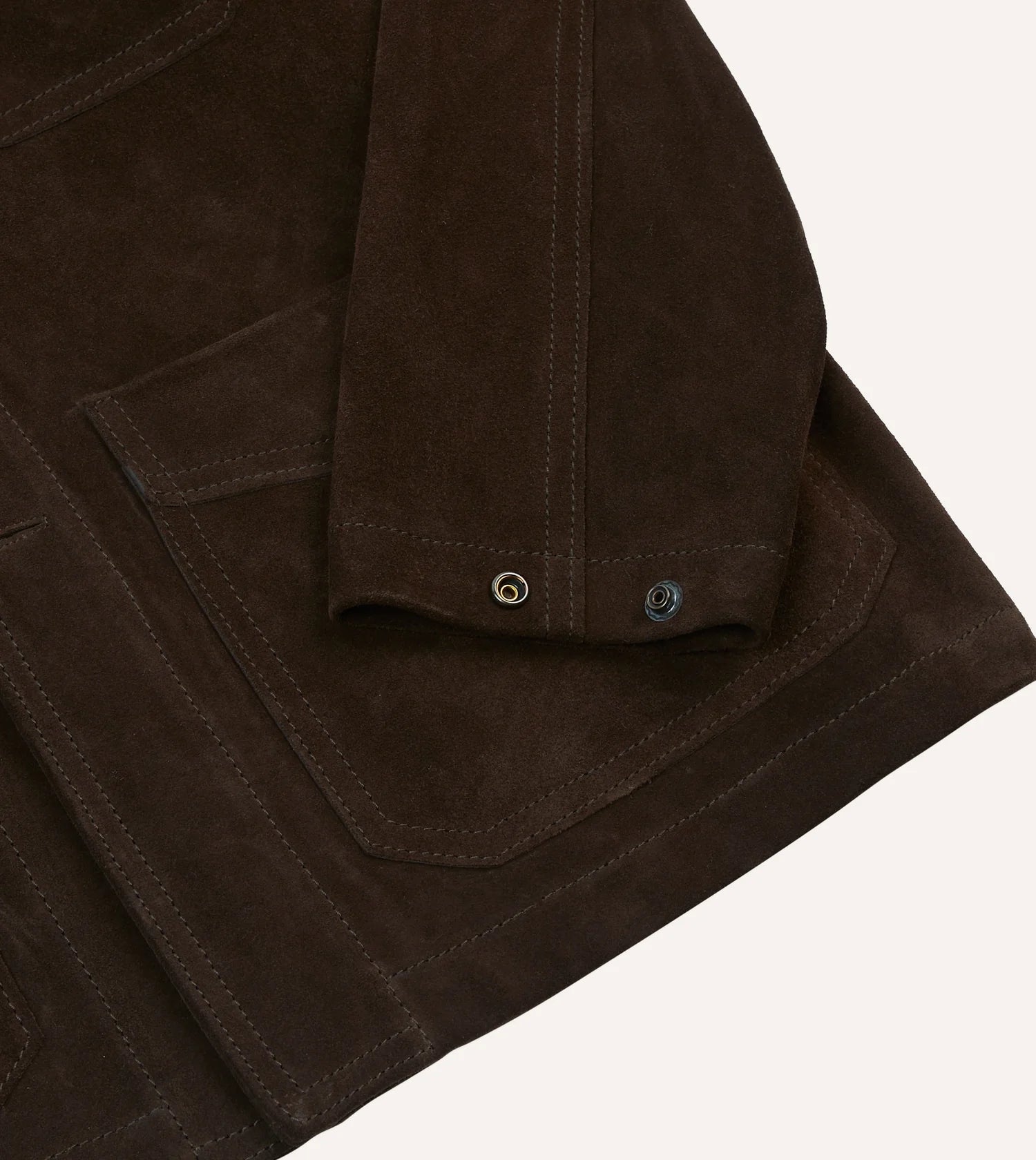 Heavy Suede 5-Pocket Chore Jacket - Chocolate Brown