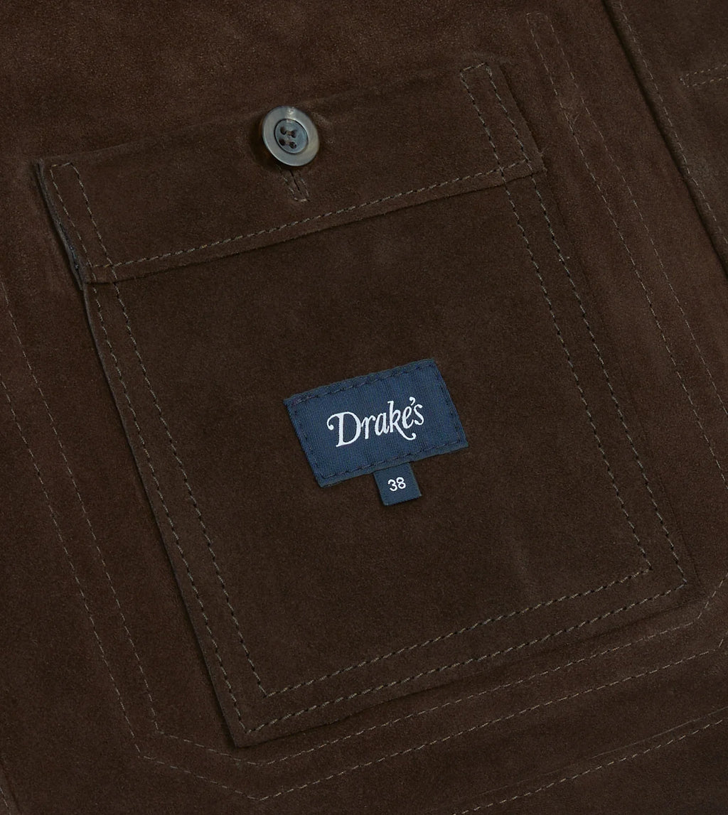 Heavy Suede 5-Pocket Chore Jacket - Chocolate Brown