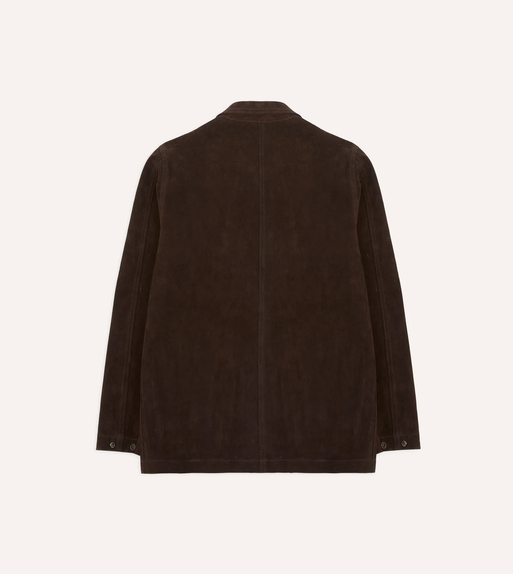 Heavy Suede 5-Pocket Chore Jacket - Chocolate Brown