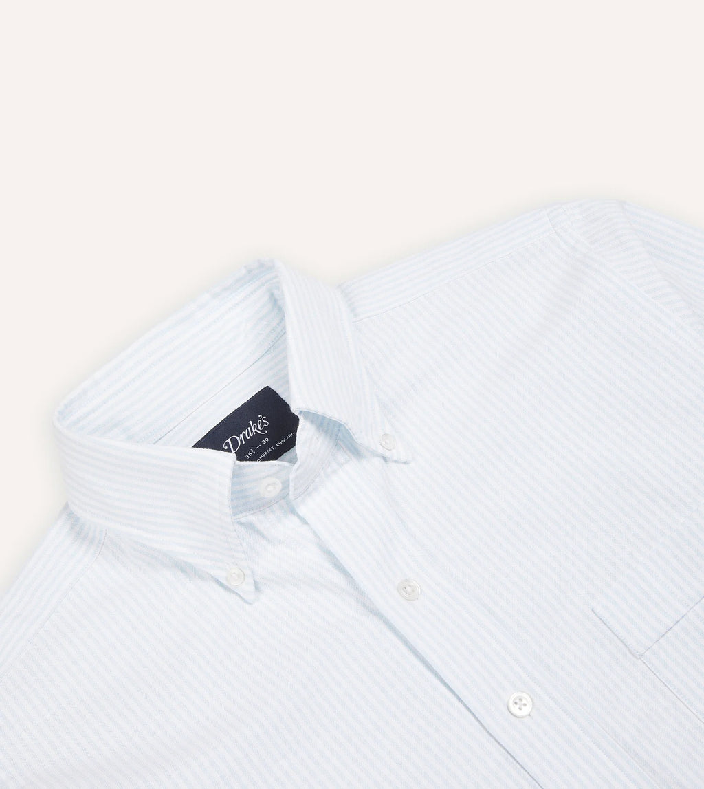 Button Down Oxford Shirt - Sky Blue Ticking Stripe
