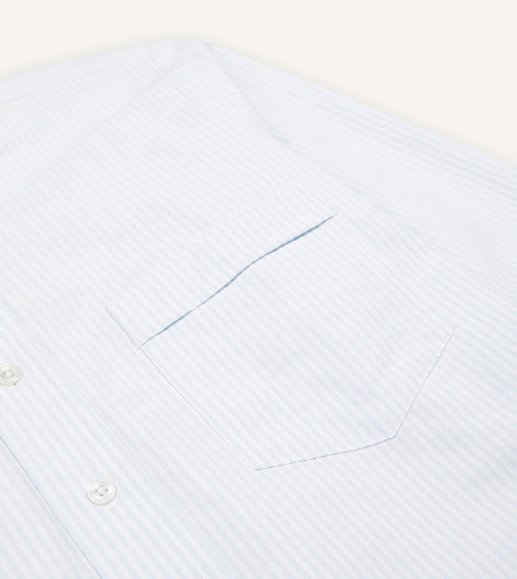Button Down Oxford Shirt - Sky Blue Ticking Stripe
