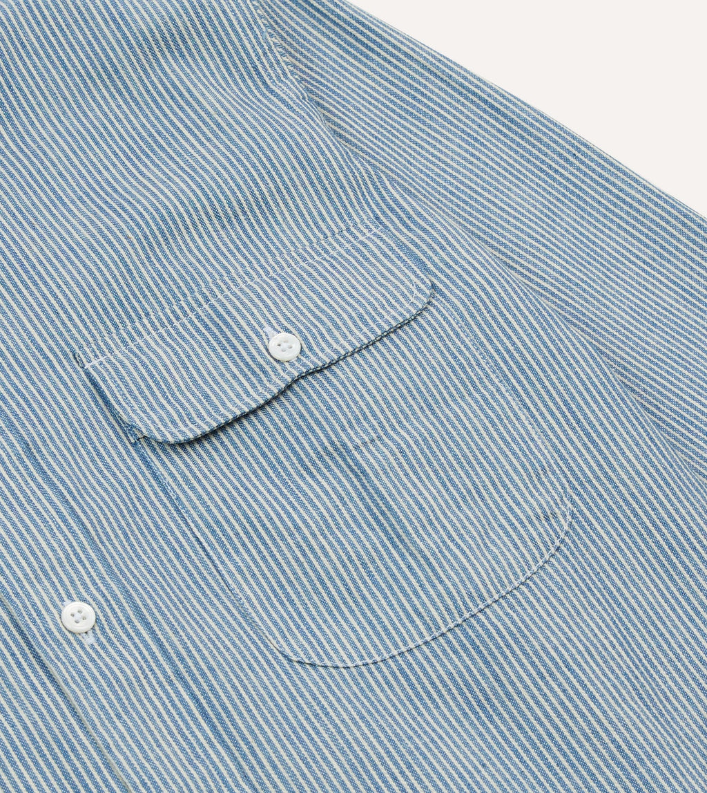 Striped Denim Work Shirt - Blue