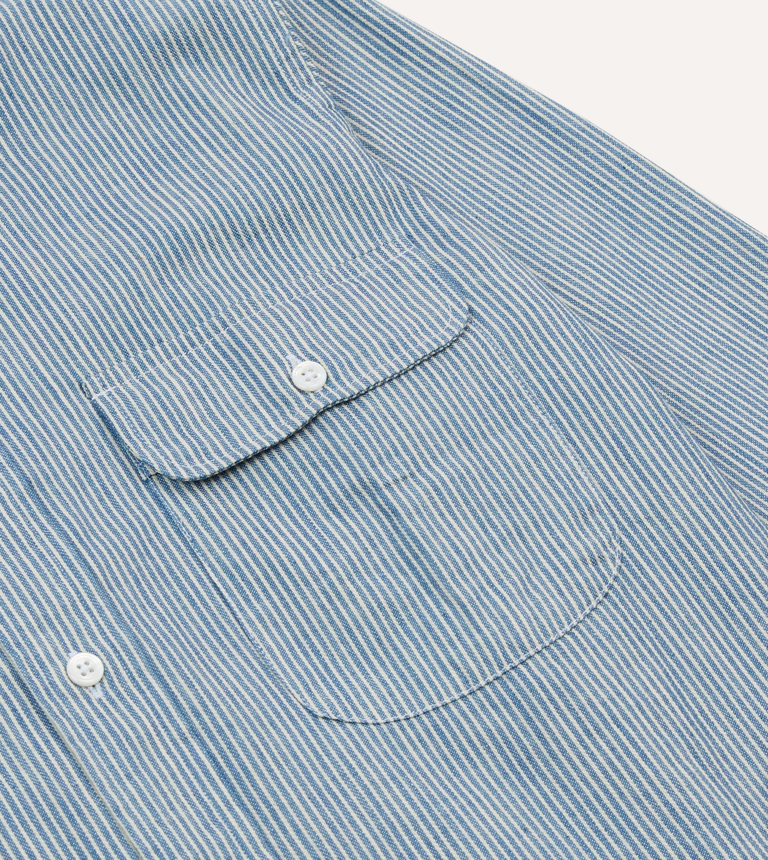 Striped Denim Work Shirt - Blue