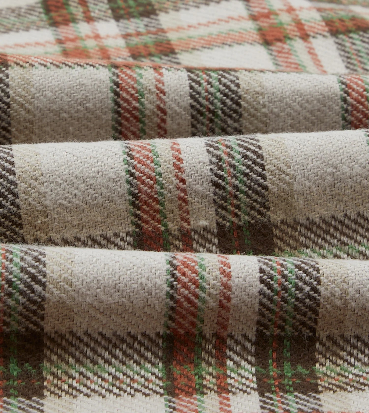 Check Cotton Work Shirt - Ecru/Clay/Green