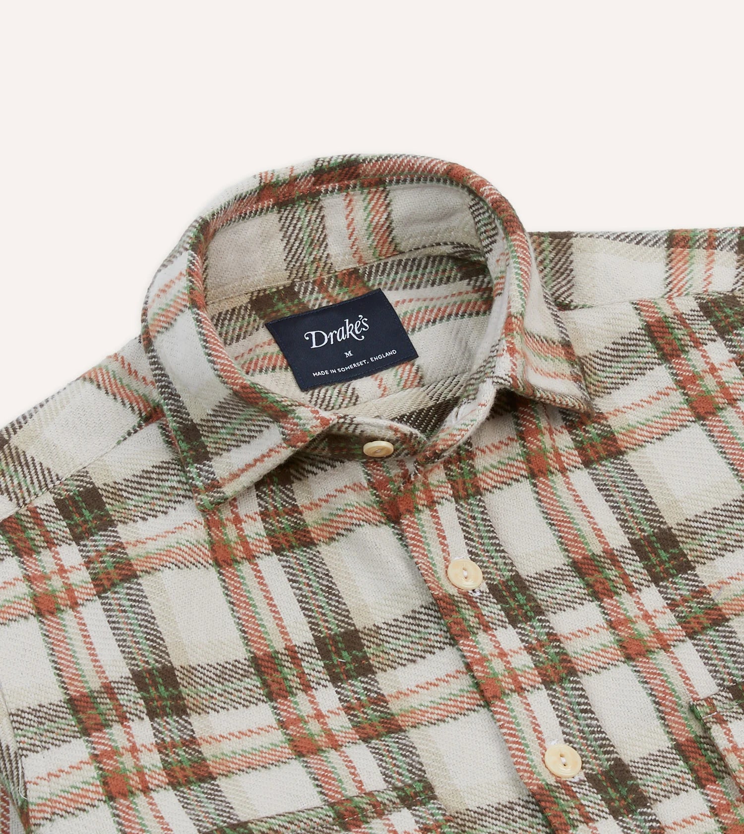 Check Cotton Work Shirt - Ecru/Clay/Green