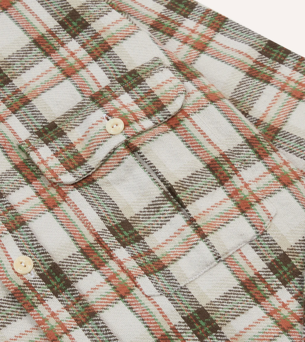 Check Cotton Work Shirt - Ecru/Clay/Green