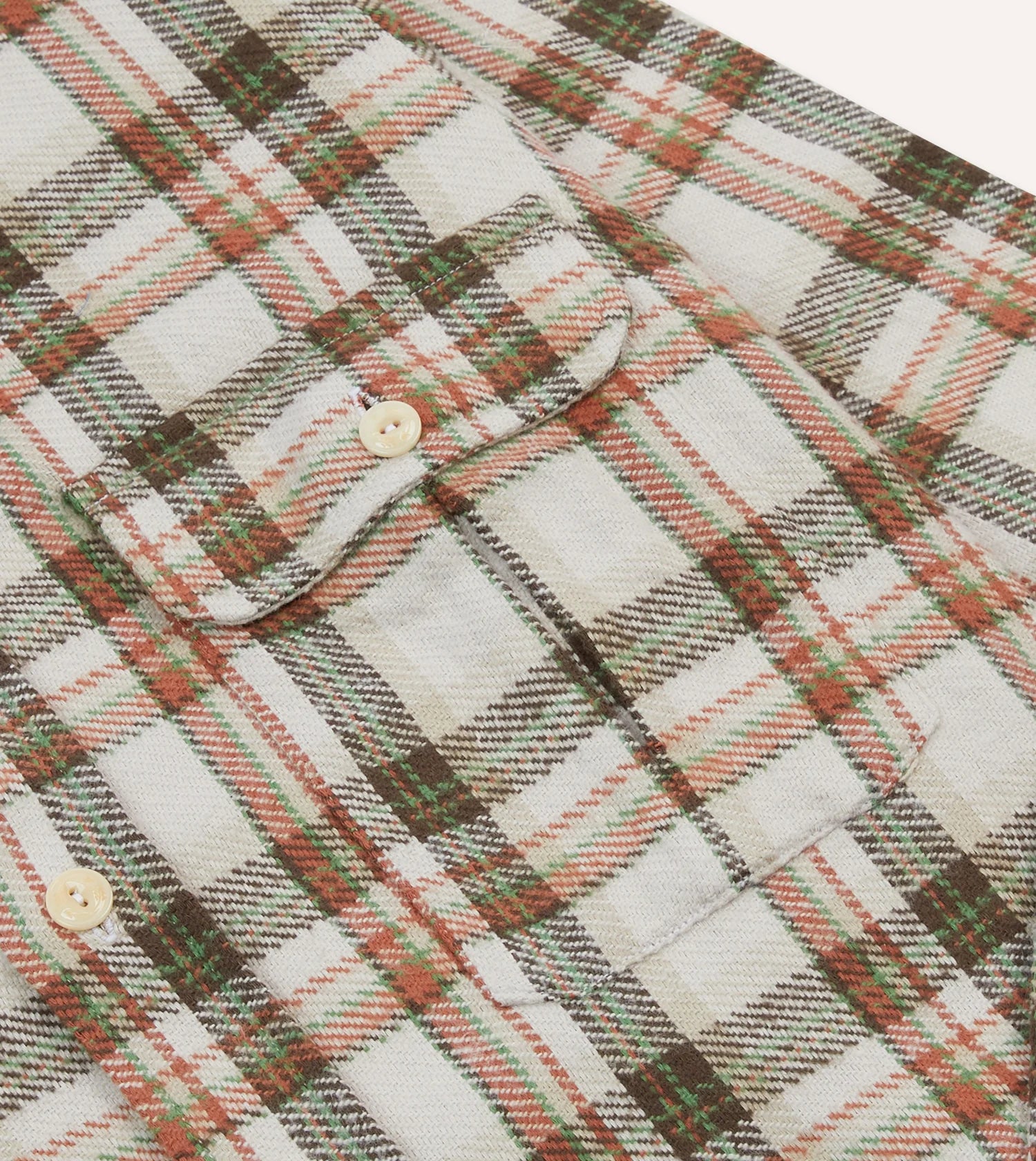 Check Cotton Work Shirt - Ecru/Clay/Green
