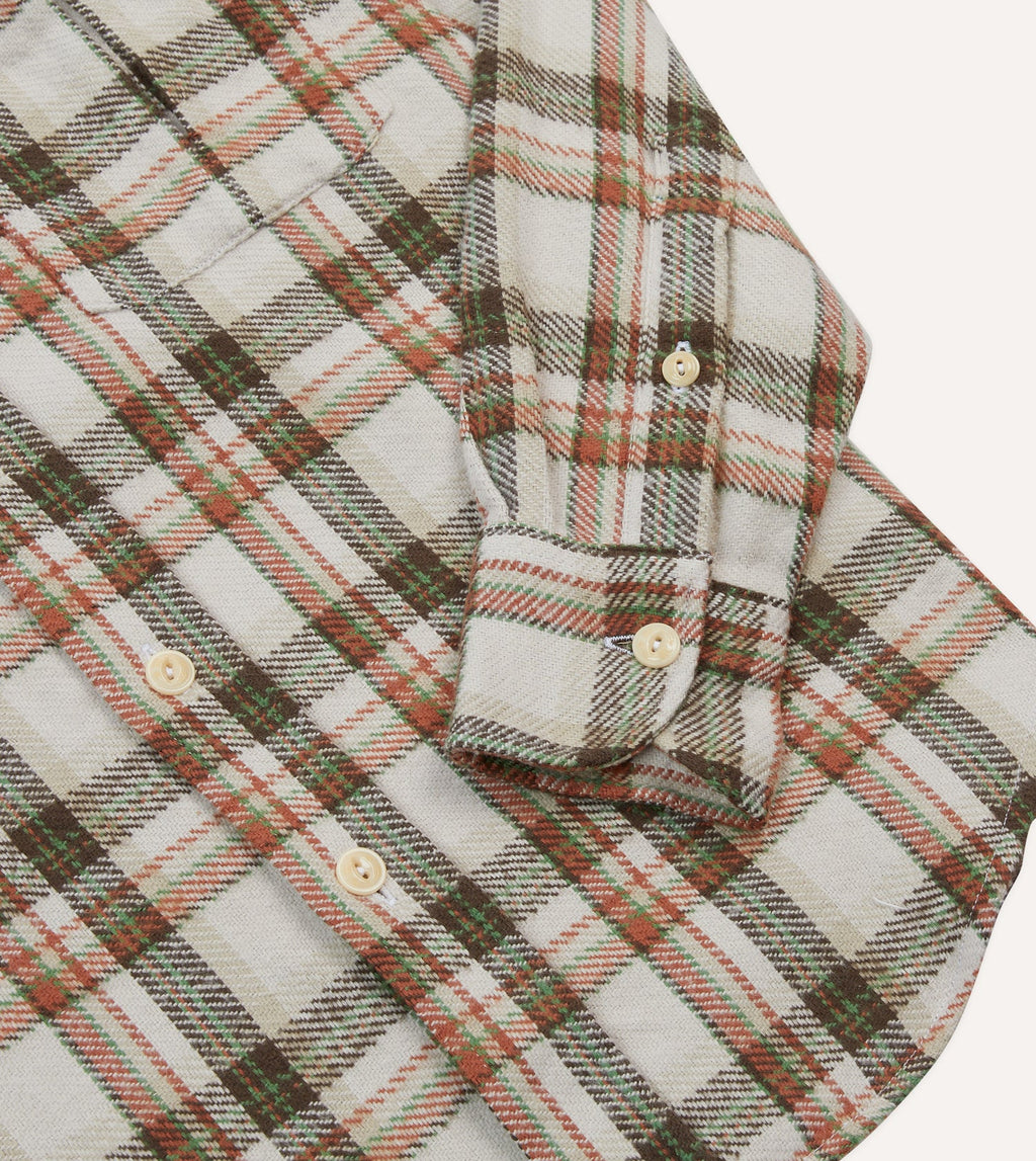 Check Cotton Work Shirt - Ecru/Clay/Green