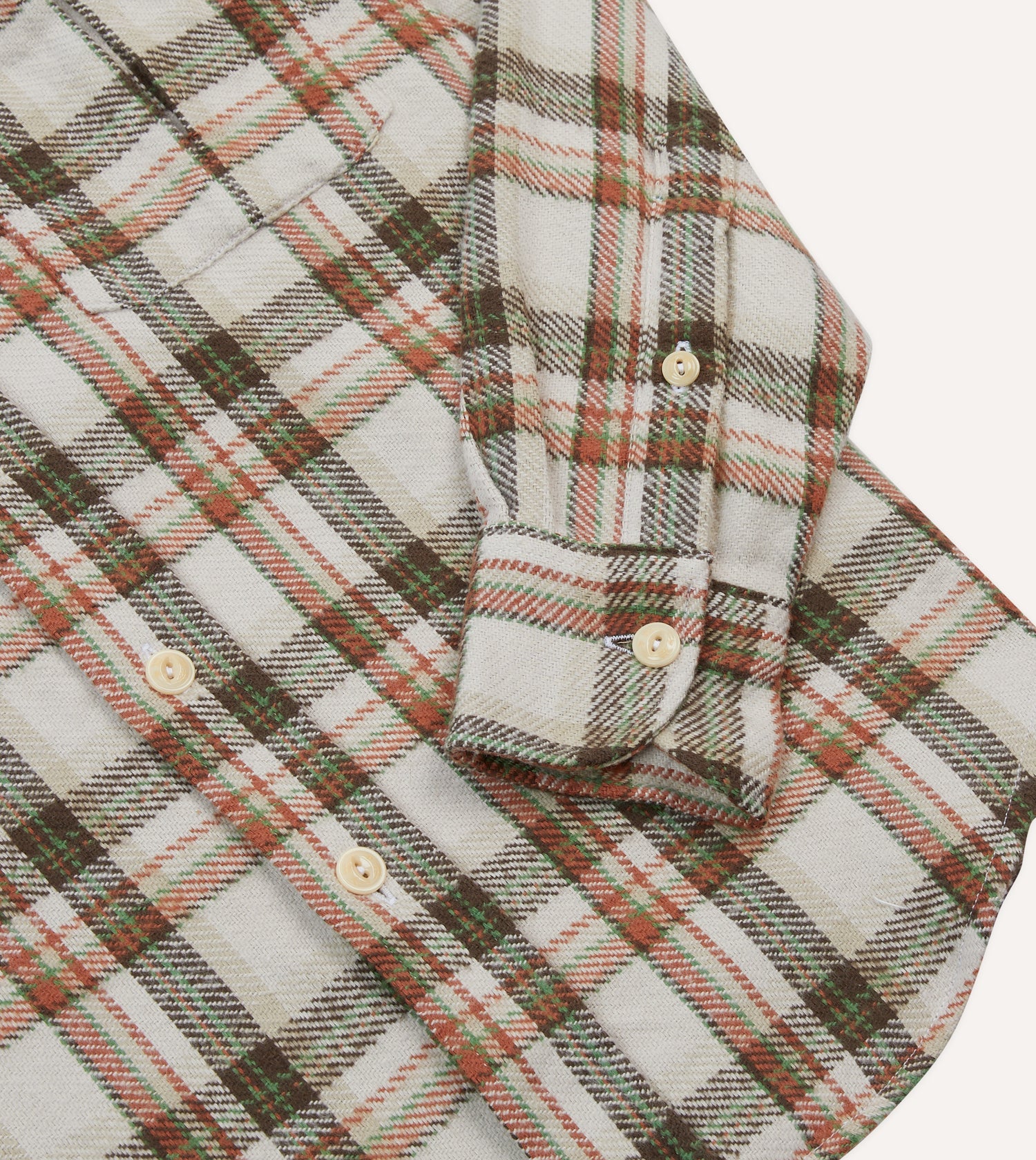 Check Cotton Work Shirt - Ecru/Clay/Green