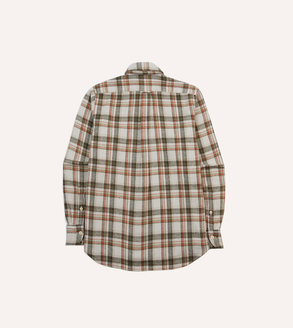 Check Cotton Work Shirt - Ecru/Clay/Green