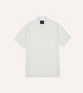 Cotton-Linen Seersucker Cuban Short Sleeve Shirt - White