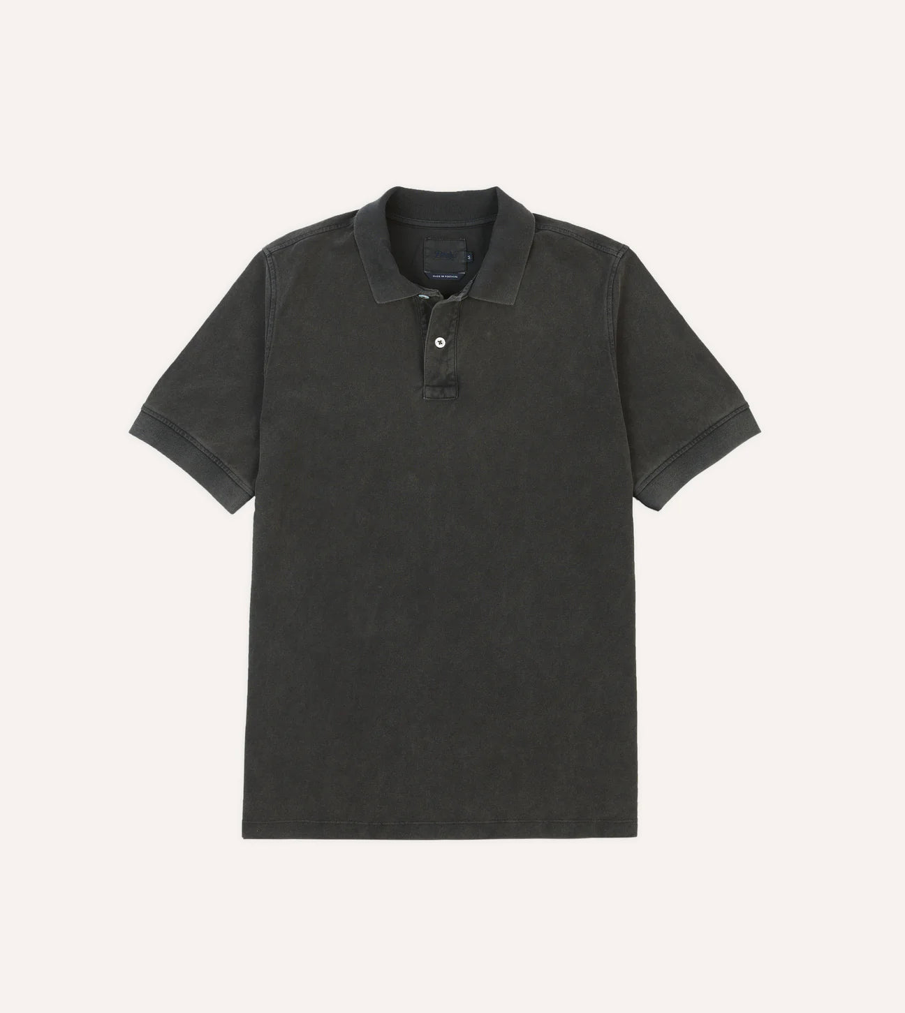Washed Pique Polo - Black